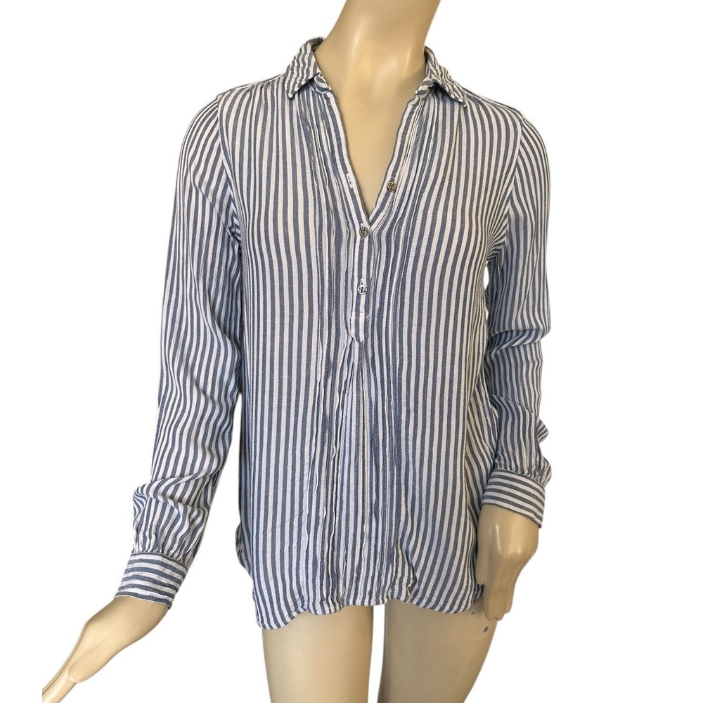 Beach Lunch Lounge Striped Top 100% Rayon Gauze Beachy Relaxed Size SM